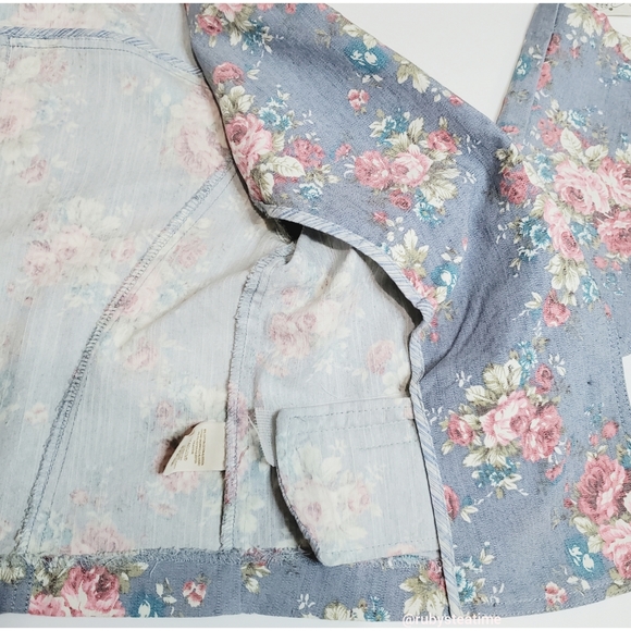 Free People Floral Crop Blazer - Blue and Pink - Picture 6 of 11